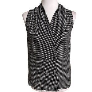 Who What Wear Black White Dotted Blouse